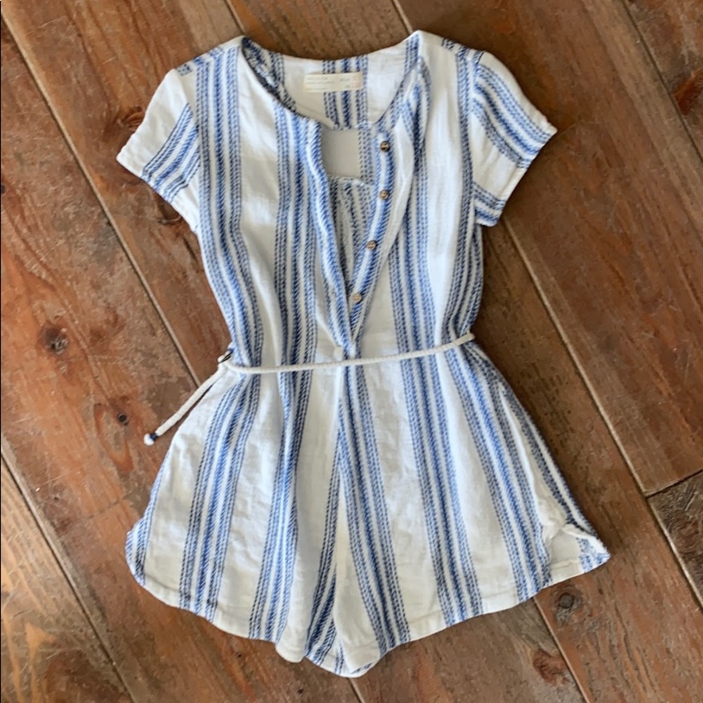 Zara girls blue and white striped romper
